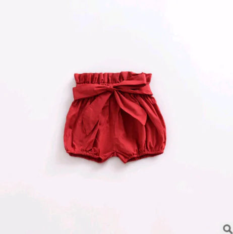 Summer Girls' Bowknot Ruffle Bread Pants and Shorts