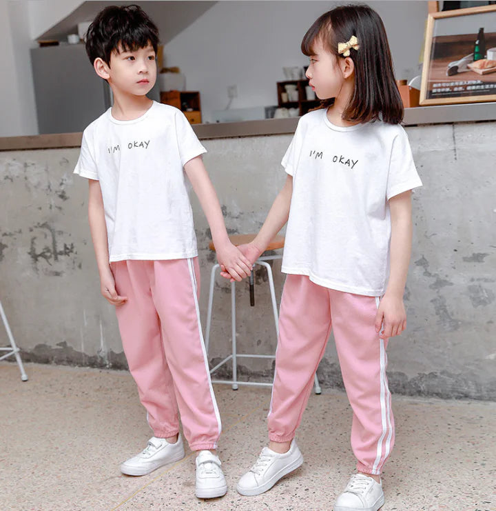 Kids' Casual Summer Pants with Side Stripe Design