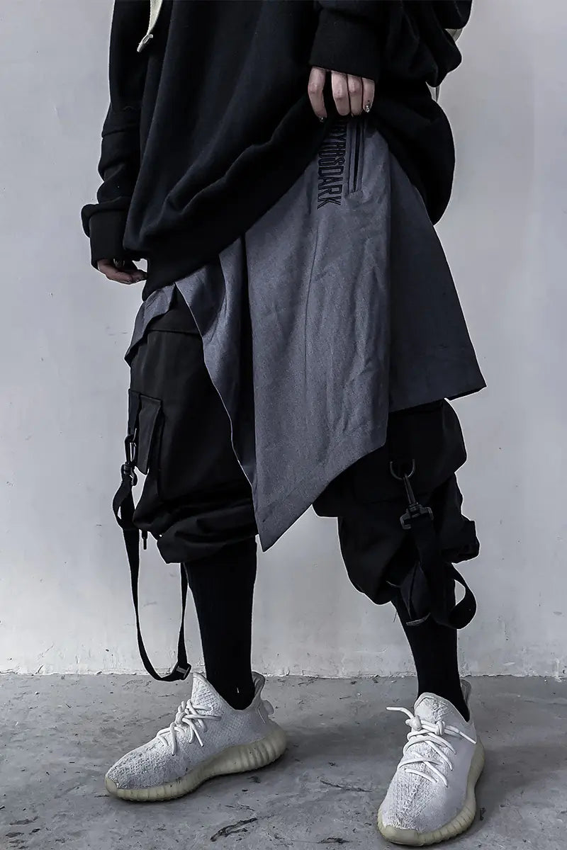 Street Style Unisex Skirt-Pants with Belt Decoration