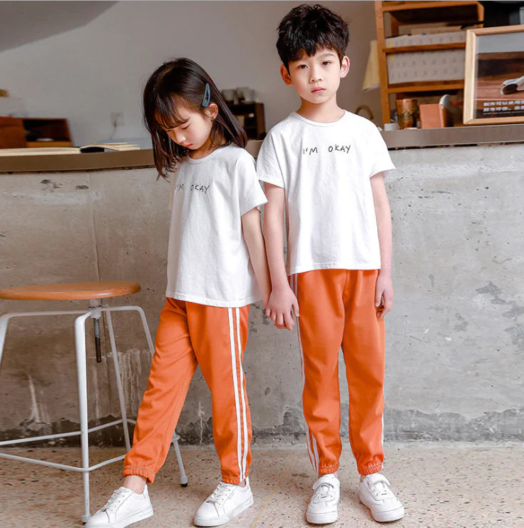 Kids' Casual Summer Pants with Side Stripe Design