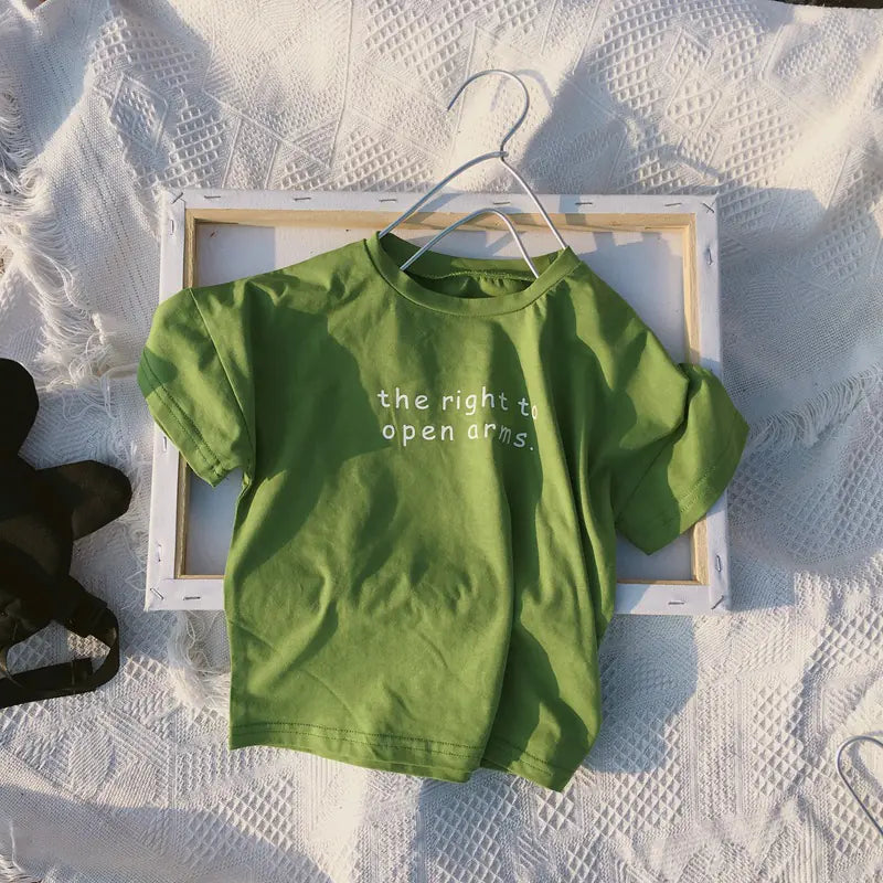 Korean Kids Cotton T-Shirt - Simple Basic Design