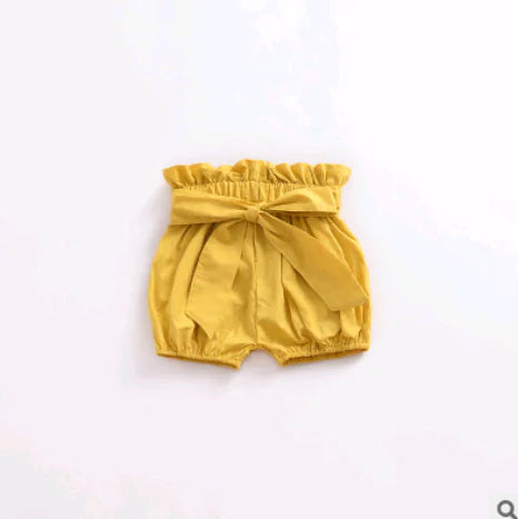 Summer Girls' Bowknot Ruffle Bread Pants and Shorts