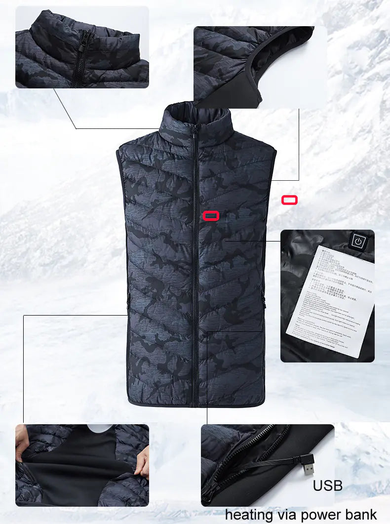 Heated Vest for Men - Smart USB Rechargeable Jacket