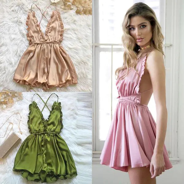 Colorful Strap Bodysuit - Women's Sleepwear Jumpsuit