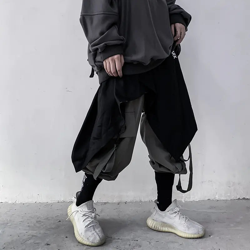 Street Style Unisex Skirt-Pants with Belt Decoration