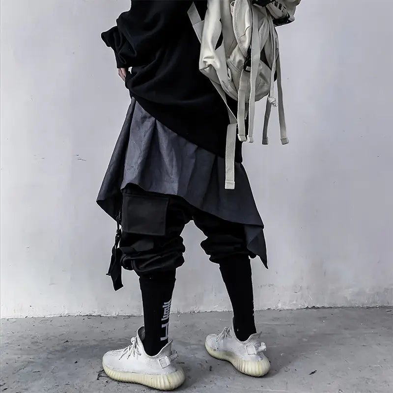Street Style Unisex Skirt-Pants with Belt Decoration