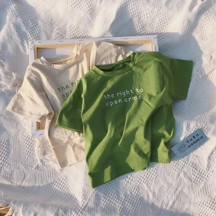 Korean Kids Cotton T-Shirt - Simple Basic Design